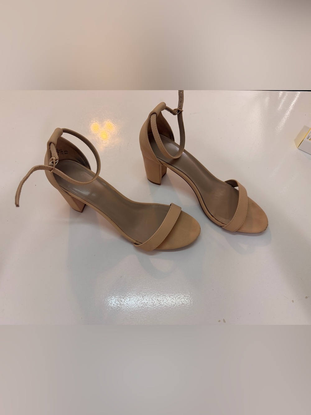 Women’s Ankle-Strap Block Heel Sandals in Nude